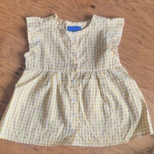 Lucy Ruffle top with marigold check by Maison Me from Maisonette. 4T